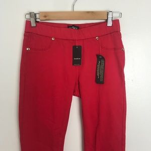 Bebe Elastic Waist Coral-Coloured Jeggings